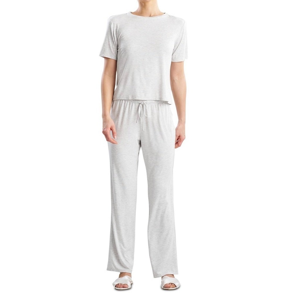 Natori Feathers Essentials Pajama Set Light Heather Grey Sustainable Size S